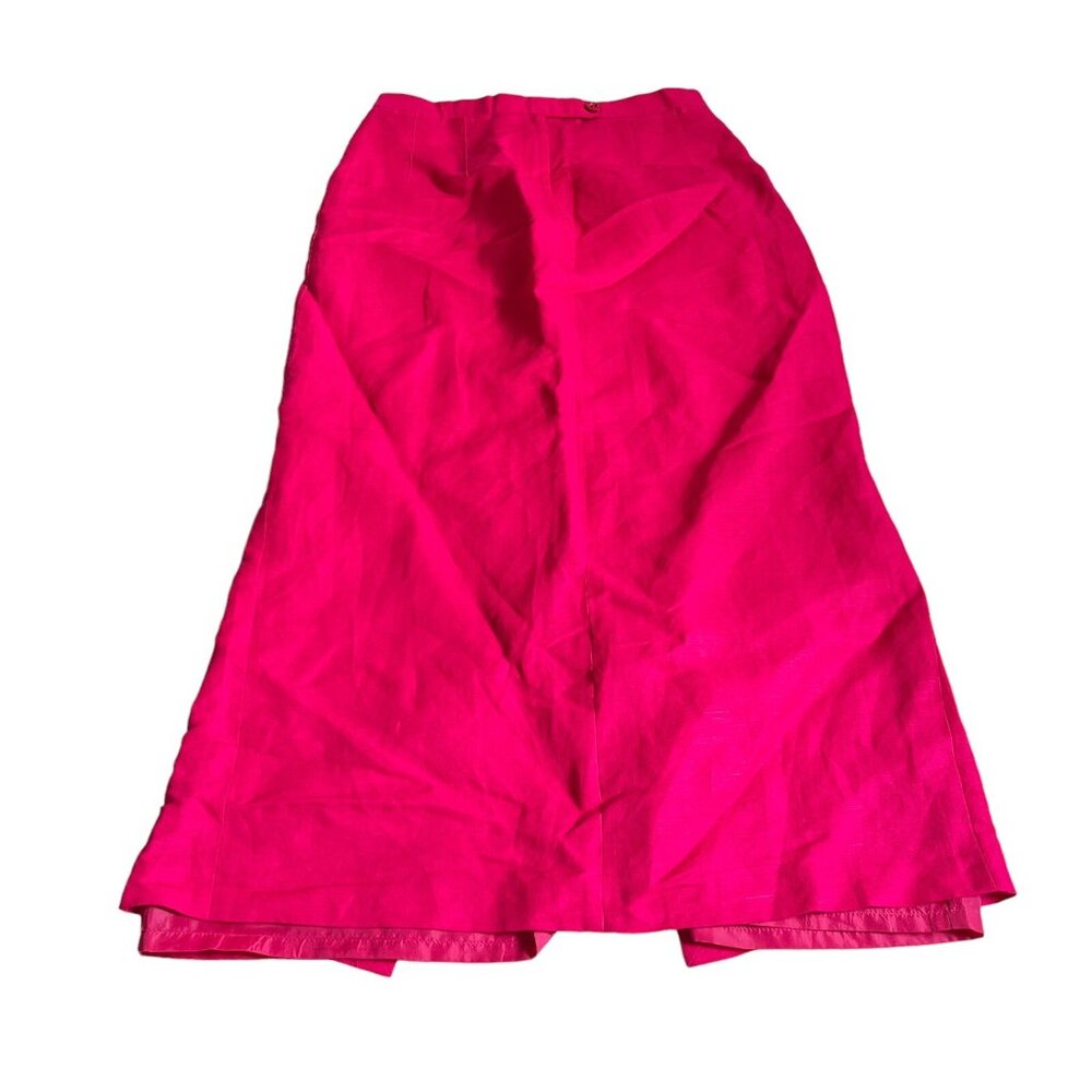 Harve Benard 6 pink 100% Silk Long Pencil Skirt slit pockets zip and buttons